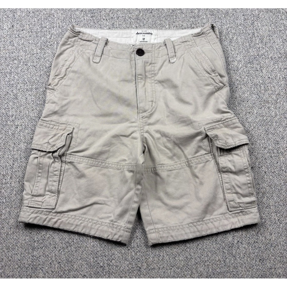 Abercrombie Kids Boy's Size 12 Tan Cargo Shorts Khaki Cotton